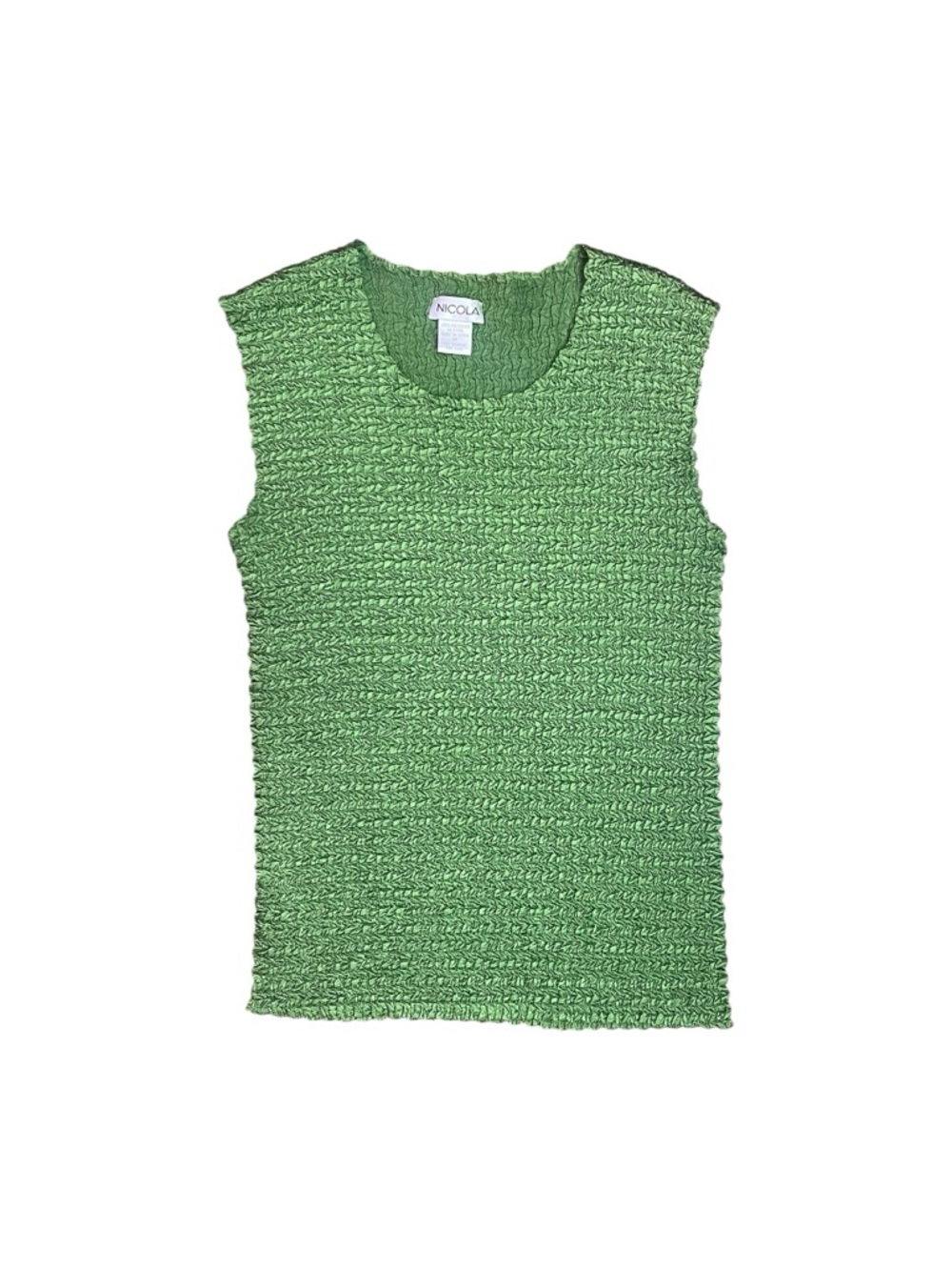 Y2K Nicola Popcorn Tank Top Blouse Green Stretch Women’s Medium‎